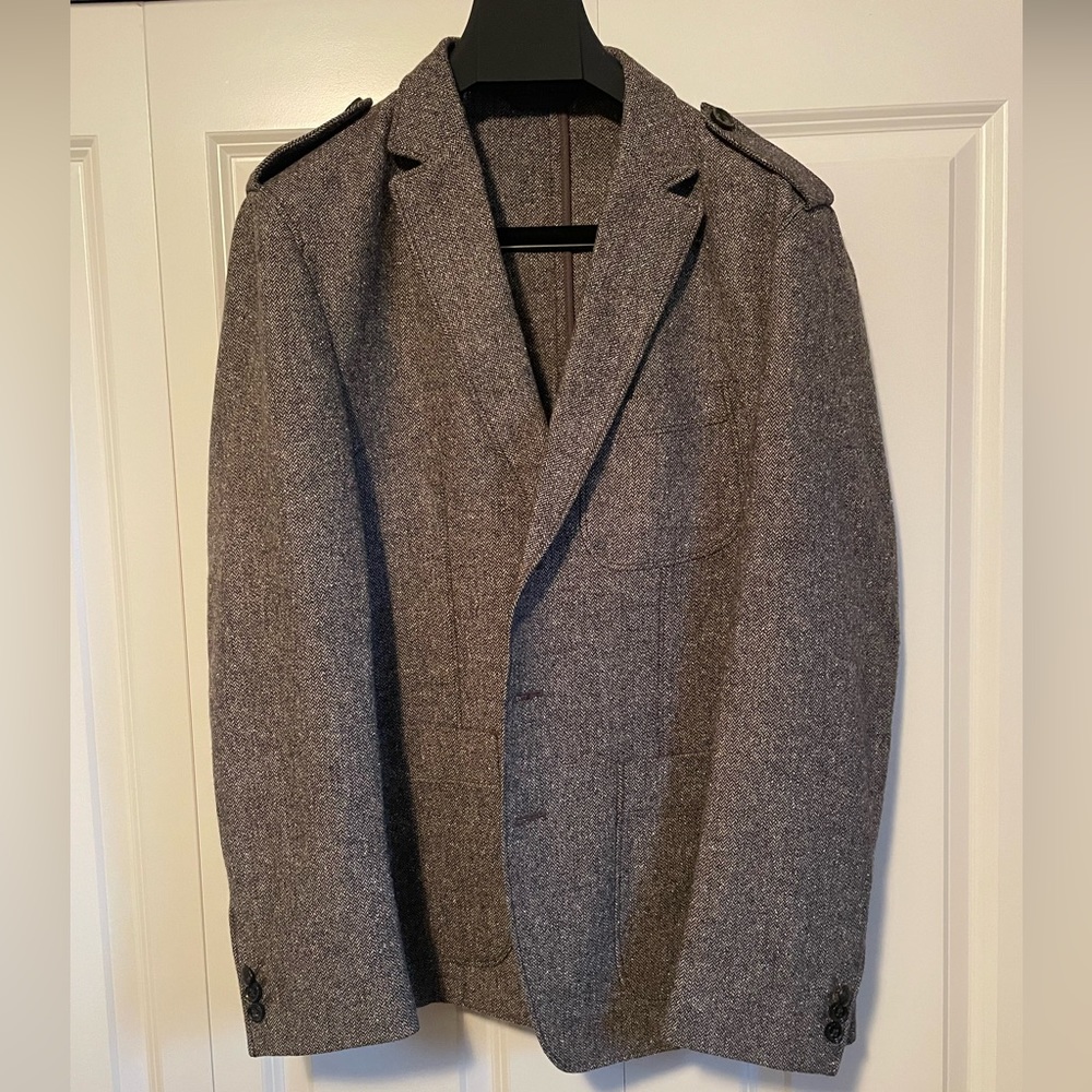 $645 Hugo Boss NEW Mikold 42R Brown Herringbone  WOOL SILK Blazer Jacket 722106